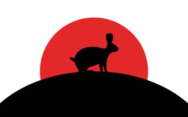 Tavşan simgesi, Afrika hayvan, siluet sanat görüntü, vektör illüstrasyon beyaz arka plan izole