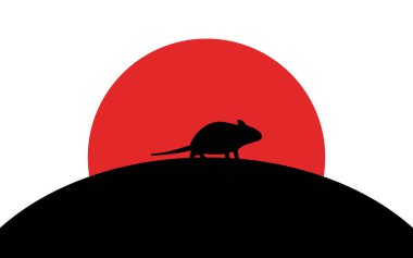 Fare simgesi, hayvan, siluet sanat görüntüsü, beyaz arka plan üzerinde izole vektör illüstrasyon