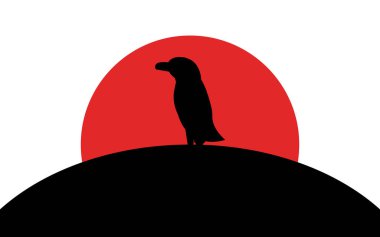 Penguen simgesi, Afrika hayvan, siluet sanat görüntü, vektör illüstrasyon beyaz arka plan izole