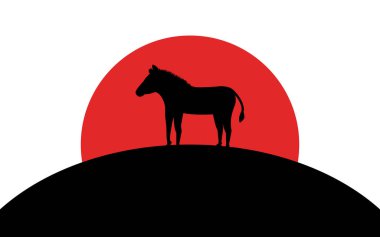 Zebra simgesi, Afrika hayvan, siluet sanat görüntü, vektör illüstrasyon beyaz arka plan izole