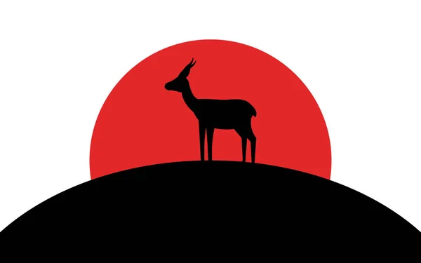 Gazelle Dorcas ikon, afrikansk djur, Silhouette konst bild, vektor illustration isolerad på vit bakgrund — Stock vektor