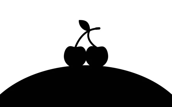 Cherry encontra-se em uma colina, imagem de arte silhueta, ilustração vetorial isolado no fundo branco — Vetor de Stock