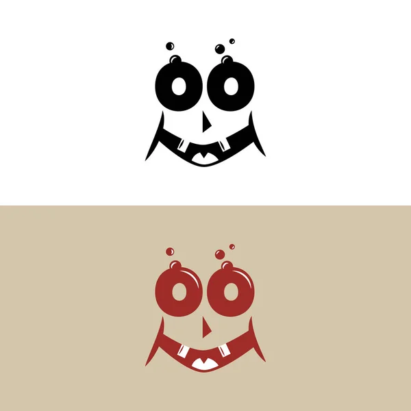 Monster happy face in retro style, smile vector illustration on white background. — Stock Vector