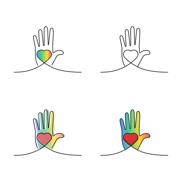 Mão em que um símbolo de coração é colocado, um ícone que caracteriza o amor, cuidado, caridade para com os outros, ilustração vetorial em um fundo branco — Vetor de Stock