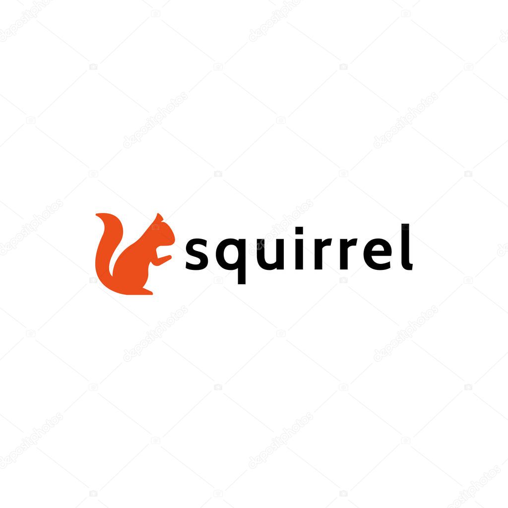 Squirrel logo in a flat style, forest animal vector illustration isolated on a white background