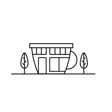 Beyaz arka plan üzerinde izole ağaçlar ile bir fincan şeklinde Cafe