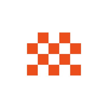 Beyaz arka planda yalıtılmış soyut piksel araba simgesi.