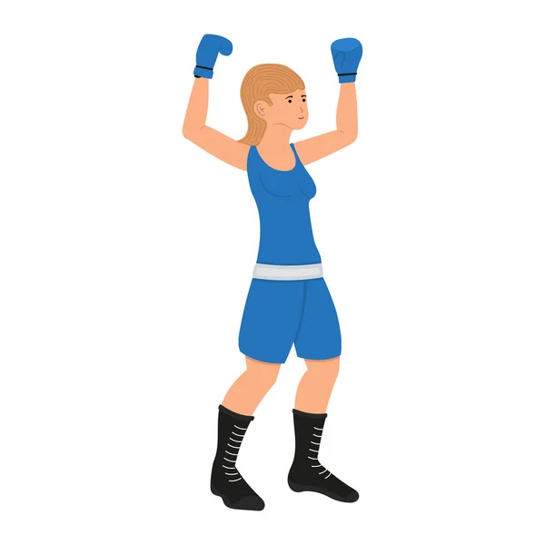 Personagem Desenho Animado Boxeador Feminino Boxing Mulher Vetor Ilustração Menina — Vetor de Stock