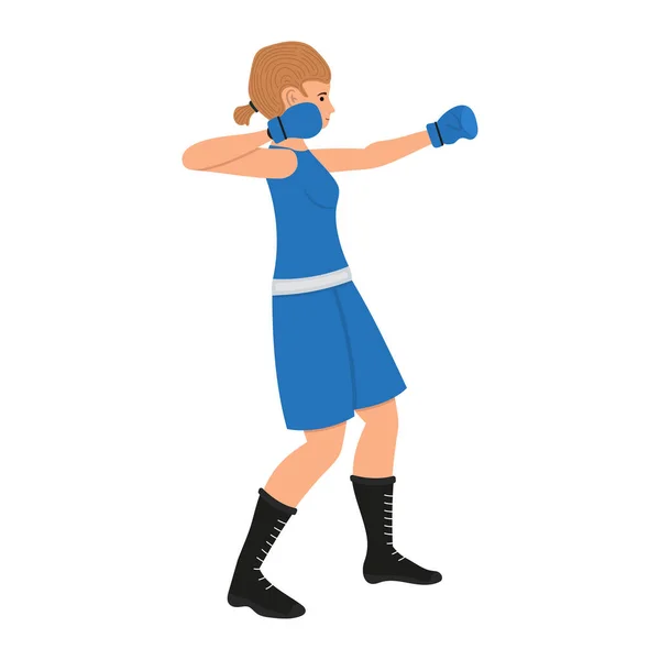 Female Boxer Cartoon Character Boxing Woman Vector Illustration Girl Sportsman — Stock Vector