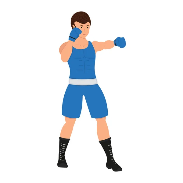 Férfi Boxoló Rajzfilmfigura Boxing Férfi Vektor Illusztráció Sportoló Elszigetelt Fehér — Stock Vector