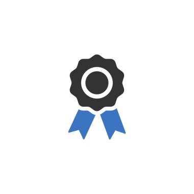 Ödül veya Rosette düz simgesi beyaz arkaplanda izole.
