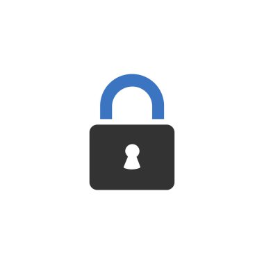 Beyaz arkaplanda asma kilit simgesi izole edildi.