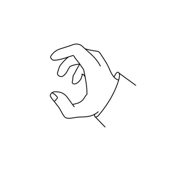 Рука Берет Контур Значок Изолированный Белый Фон — стоковый вектор
