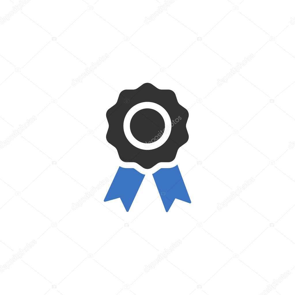 Award or Rosette flat icon isolated on white background.