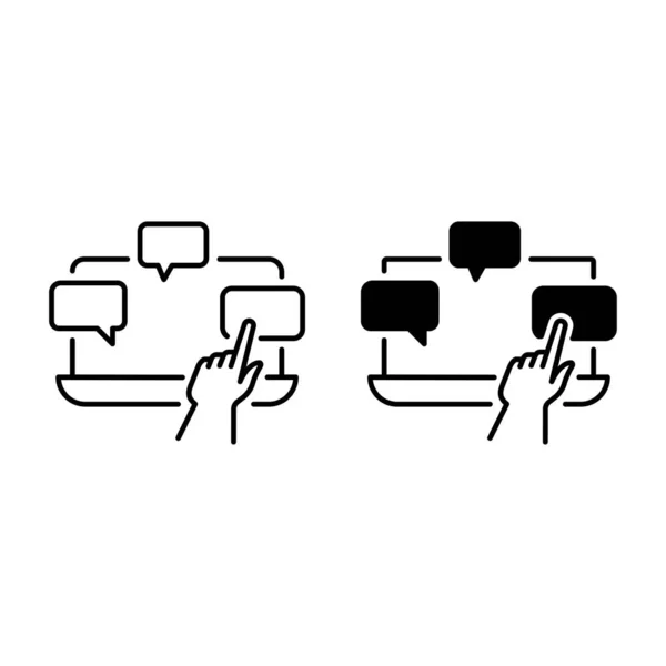 Cliquer Main Sur Message Sur Contour Ordinateur Portable Les Icônes — Image vectorielle