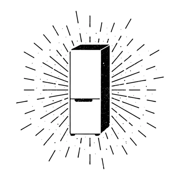 Kühlschrank Mit Sonnenstrahlen Grunge Vintage Vektor Illustration — Stockvektor