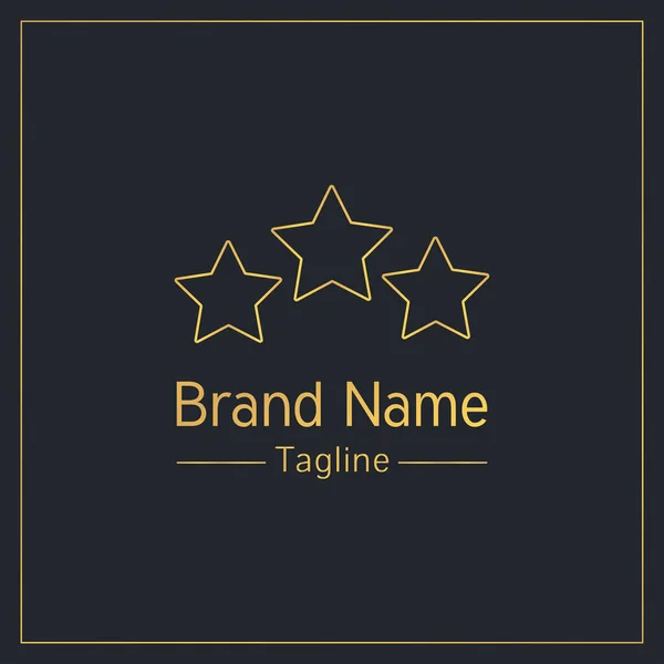 Plantilla Diseño Logotipo Esquema Dorado Tres Estrellas — Vector de stock