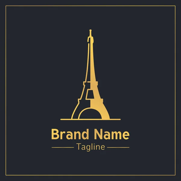 Plantilla Diseño Logotipo Moderno Dorado Torre Eiffel — Vector de stock