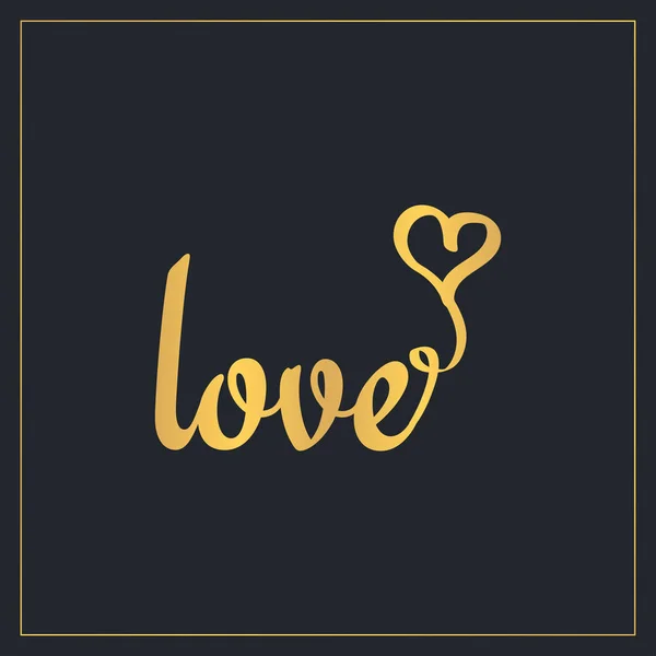 Χρυσό Γράμματα Αγάπη Και Σχήμα Της Καρδιάς Πρότυπο Σχεδιασμού — Διανυσματικό Αρχείο