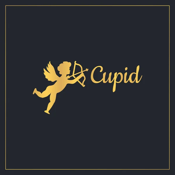 Cupido Dourado Modelo Desenho Composição Letras — Vetor de Stock