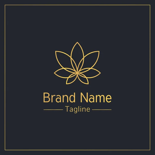 Cannabis Dourado Esboço Logotipo Modelo Design — Vetor de Stock
