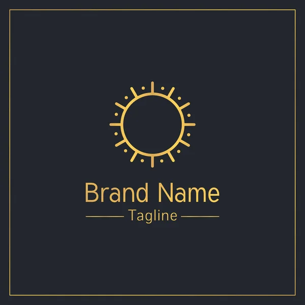 Sun Golden Outline Logo Design Template — 图库矢量图片