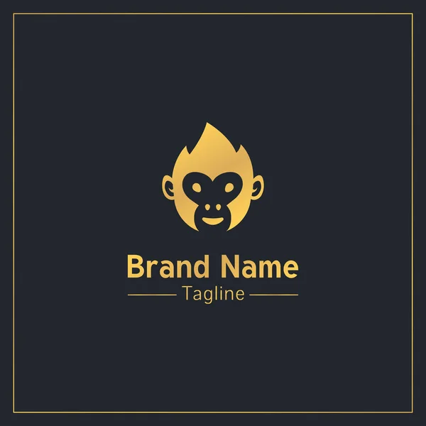 Plantilla Diseño Logotipo Personable Dorado Monkey Head — Vector de stock