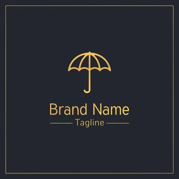 Umbrella Ouro Modelo Design Logotipo Moderno — Vetor de Stock