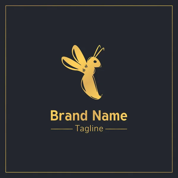 Bumblebee Gyllene Seriös Logotyp Design Mall — Stock vektor
