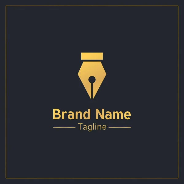 Tool Pen Golden Professional Logo Design Template — Stock Vector