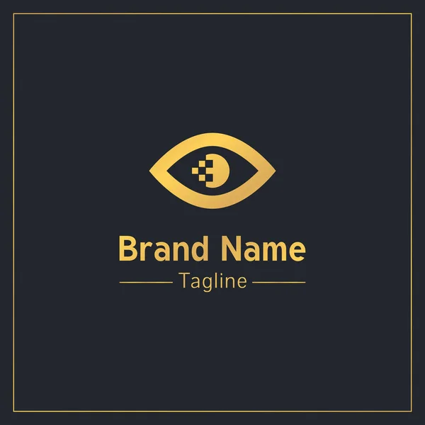 Pixel Pupil Golden Professional Logo Design Template — 图库矢量图片