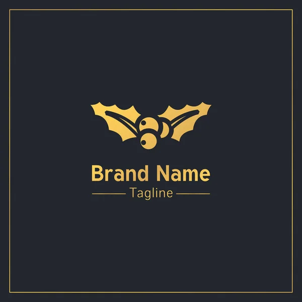 Mistletoe Golden Traditional Logo Design Template — 图库矢量图片