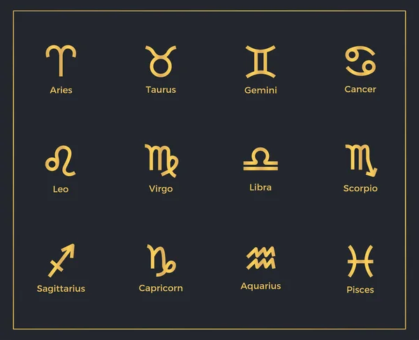 Set Segni Zodiacali Modello Design — Vettoriale Stock