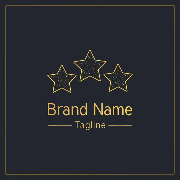 Plantilla Diseño Logotipo Esquema Dorado Tres Estrellas — Vector de stock