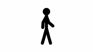 Döngülü yürüyüş stickman 2D animasyonu. Sadece 4K Apple ProRes 4444 dosyası indirilirken Alpha kanalı eklenecek.