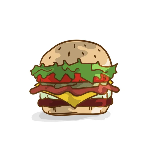 Fastfood Hamburger Dessin Objet Graphique — Image vectorielle