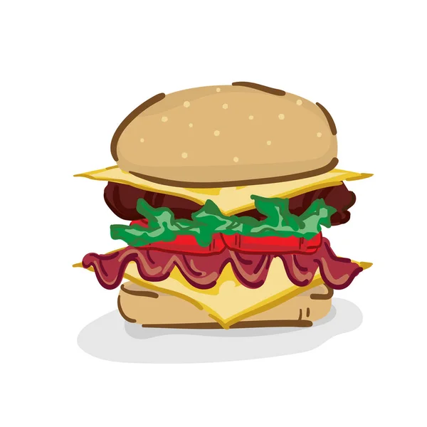 Fast Food Hamburger Grafische Tekenobject — Stockvector