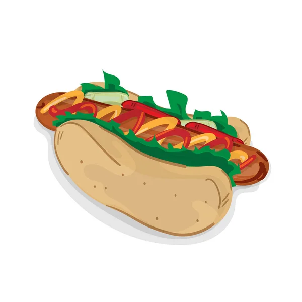 Fastfood Hot Dog Saucisse Dessin Objet Graphique — Image vectorielle