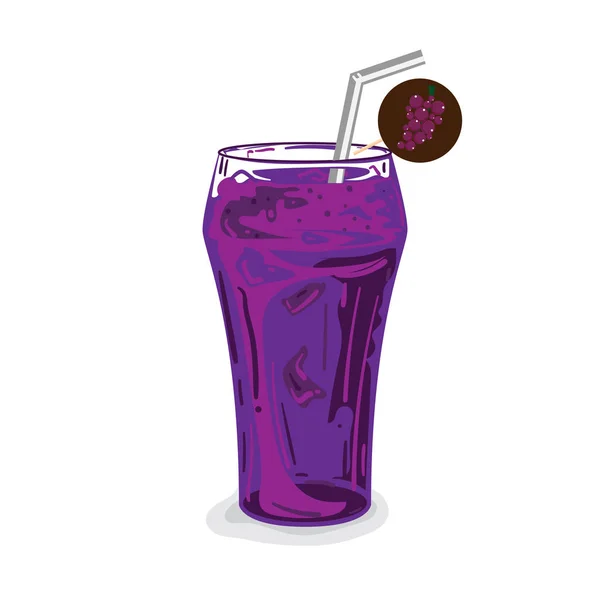 Fast Food Druif Beker Glas Frisdrank Soda Grafische Tekenobject — Stockvector