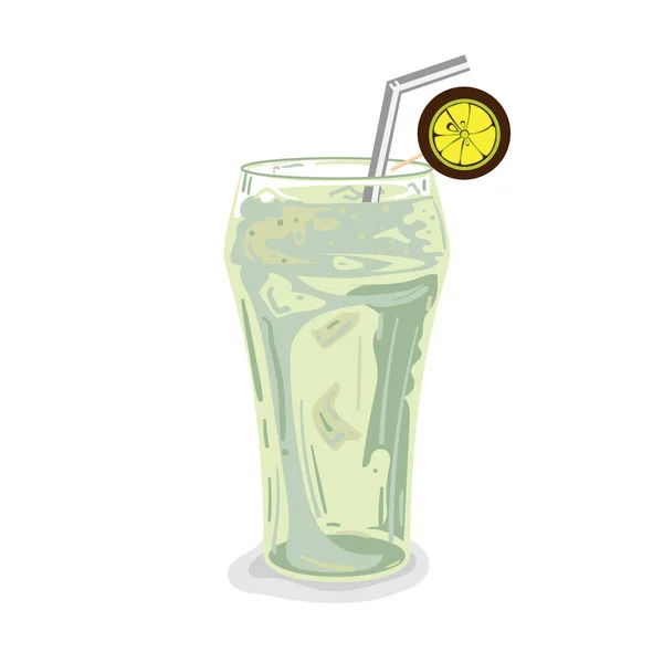 Fast Food Citroen Cup Glas Frisdrank Soda Grafische Tekenobject — Stockvector