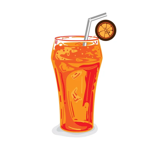 Fastfood Naranja Taza Vidrio Refresco Soda Dibujo Gráfico Objeto — Vector de stock