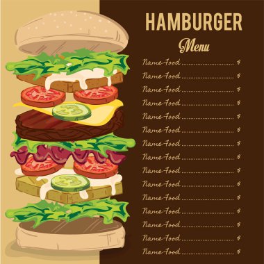 Menü fastfood şablon tasarım grafik kümesi 