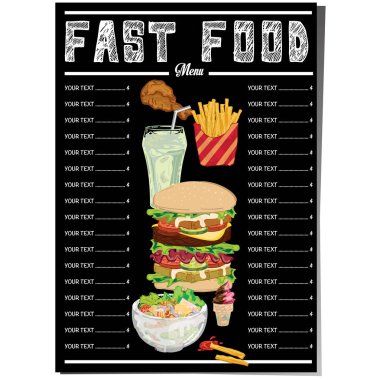 Menü fastfood şablon tasarım grafik kümesi