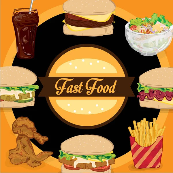 Menü fastfood şablon tasarım grafik kümesi