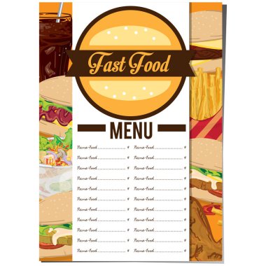 Menü fastfood şablon tasarım grafik kümesi