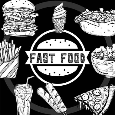 Menü fastfood şablon tasarım grafik kümesi 