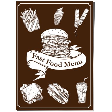 Menü fastfood şablon tasarım grafik kümesi 