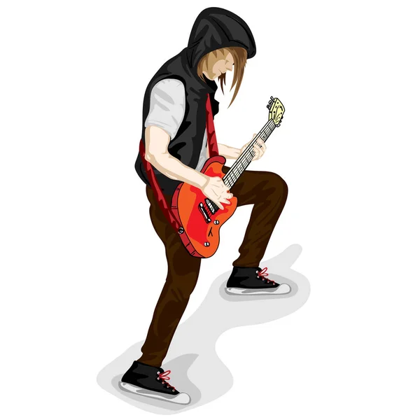 Guitar Man Hrát Hudbu Grafický Objekt — Stockový vektor