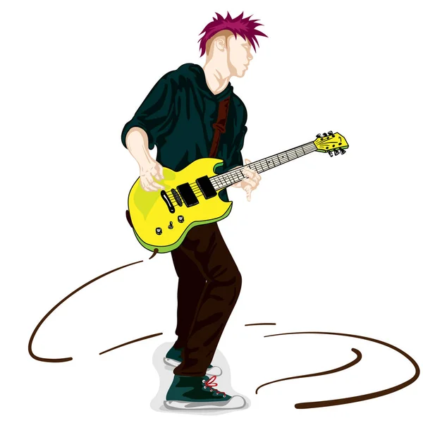 Guitare Homme Jouer Musique Graphique Objet — Image vectorielle