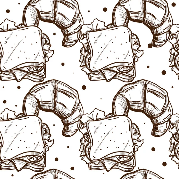 Motif Fast Food Sandwich Dessin Fond Graphique Objets — Image vectorielle